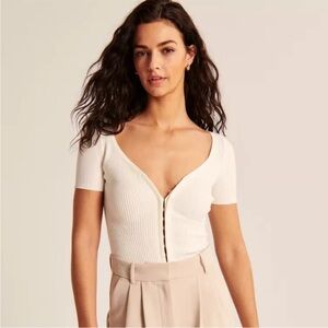 Abercrombie Hook-and-Eye Short-Sleeve Sweater Bodysuit